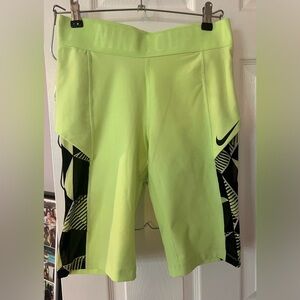 Nike Neon Yellow and Black Patterned Women’s Athletic Shorts